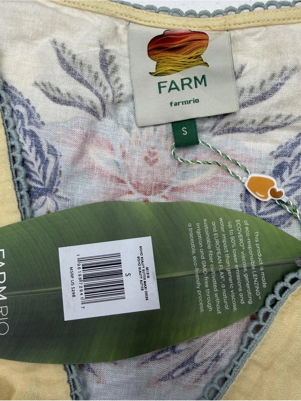 FARM Rio Sage, Cream & Orange Tiered Floral Midi Dress - Picture 3 of 3